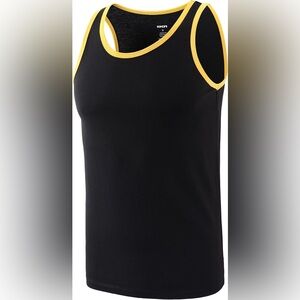 Men's Black Tank Top with Yellow Trim